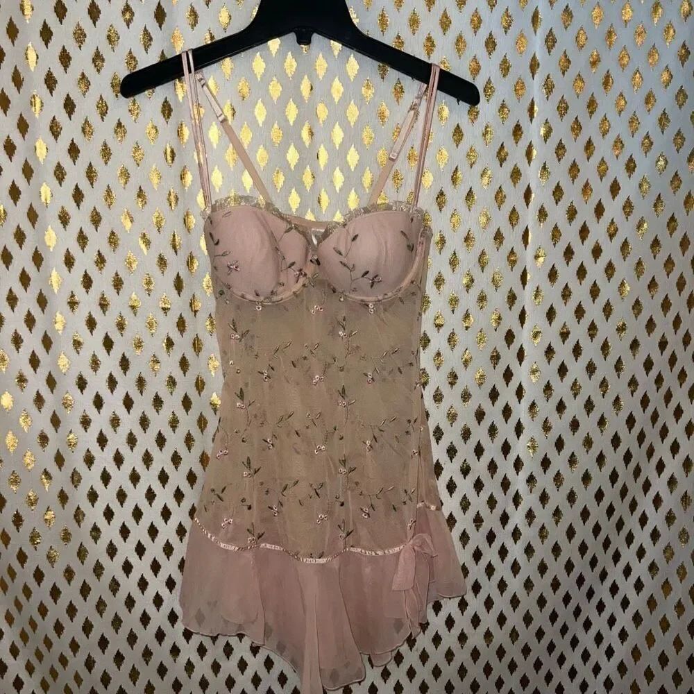 Cottage core lingerie hillard & hanson slip dress size M